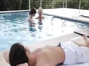 adorable threesome by the pool